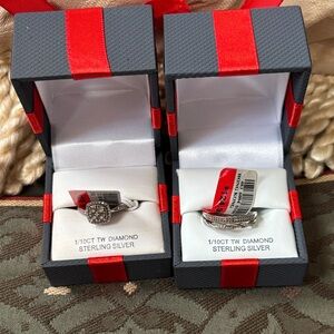 JCP Sterling Silver 1/10 CT Diamond Ring Set